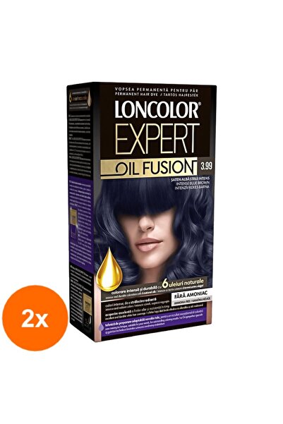 Loncolor Expert Set 2 x Vopsea de Par Permanenta Oil Fusion 3.99 Saten Albast...