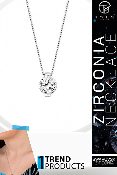 Swaroski Zirconia Taşlı Tektaş Kolye | Minimalist Işıltı