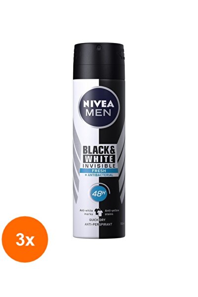 Nivea Men Set 3 x Deodorant Spray Men Invisible Black & White Fresh Nivea Deo...