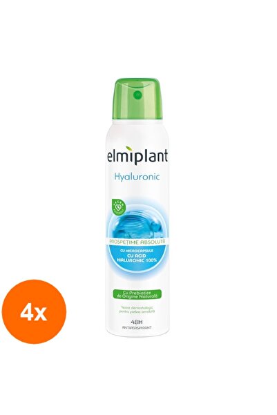 ELMIPLANT Set of 4 x Deodorant Spray with Hyaluronic Acid, 150 ml