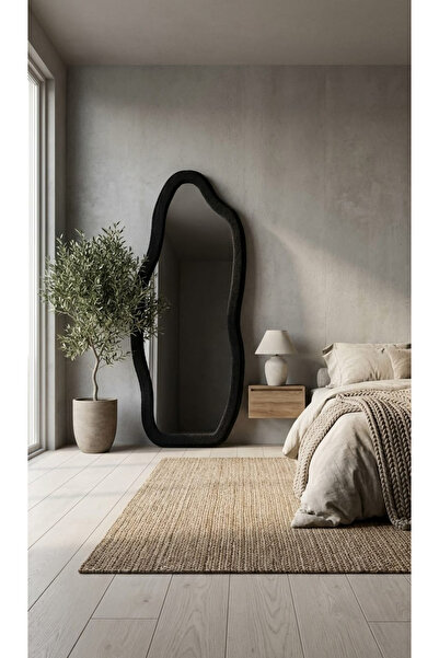 Areka Tall Buckle Floor Mirror with Black Wooden Frame – Tempered Glass – Size 180x80