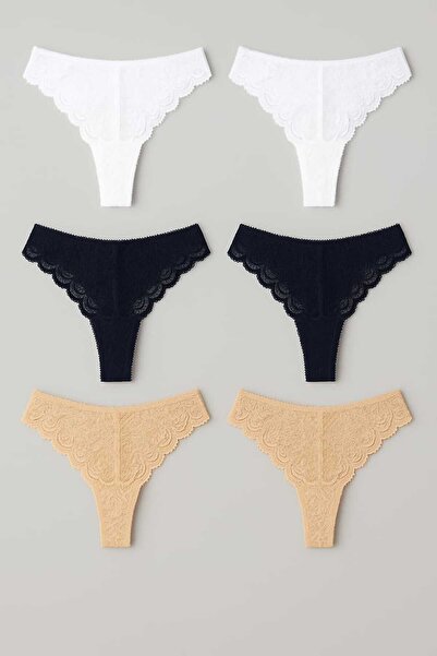 Cottondance Dolcetta 6'lı Set Dantelli Iz Yapmaz Likralı Dikişsiz Lazer Kesim...