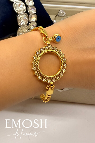 EMOSH de Lamour Çeyrekli Altın Yuvalı Kapaklı Bileklik | Güneş/Çiçek Desenli ...