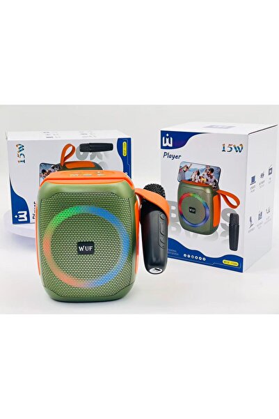 WUF GREEN Portable Karaoke Bluetooth Speaker with Dual Wireless Mics & RGB Lights