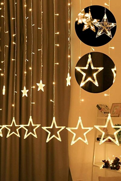 RMSGRUP Dekoratif Peri Led Işık 3 Metre Yıldız Figürlü Perde Süsleme Işığı Yı...