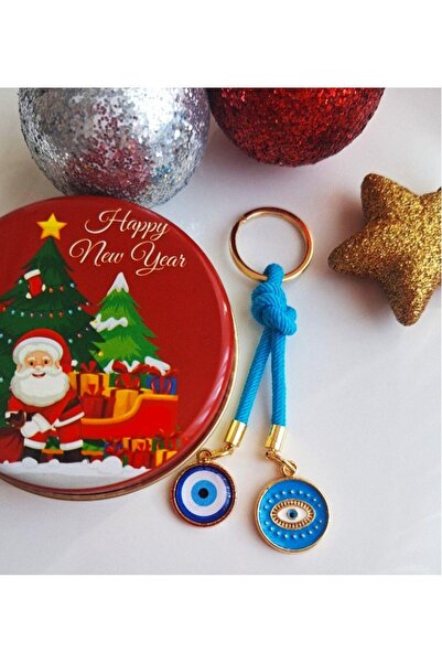 Svc Aksesuar Breloc cu mărgele albastre pentru ochiul rău în cutie metalică -...