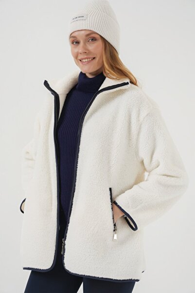 ALPACO 5211 Zippered Plush Coat - Navy Blue