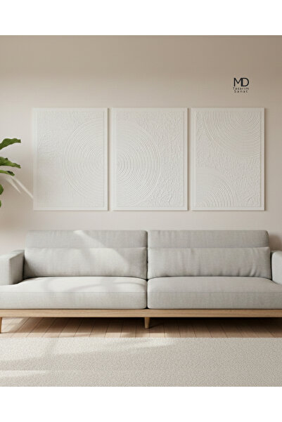 MD Tasarım Sanat Dokulu Tablo 3 lü Set Pinterest Tablo %100 El Yapımı Tasarım Minimalist 3 boyutlu İskandinav