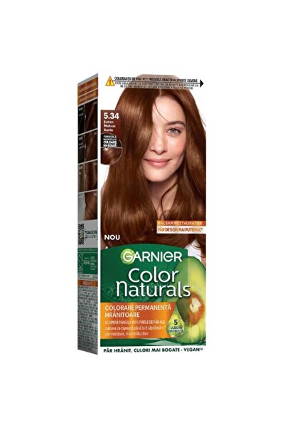 Garnier Set of 3 x Color Naturals Permanent Hair Dye 5.34 Satin Mahogany Gold, 110 ml