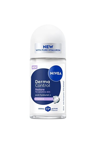 NIVEA Set of 3 x Antiperspirant Roll-On Women, Derma Control Restore, 72 h, 50 ml