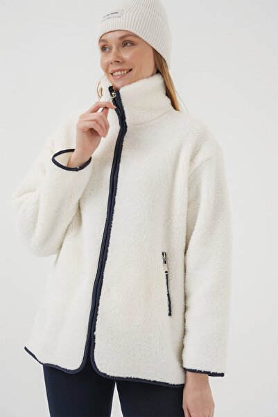 ALPACO 5211 Zippered Plush Coat - Navy Blue