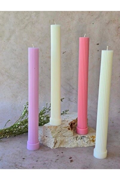 Dekoratif şamdanlık mum 2 li pembe renk