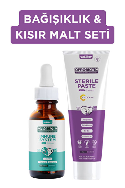 Oprobiotic Kediler İçin Bağışıklık Vitamini ve Kısır Malt Vitamin Seti