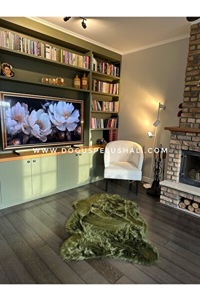 Doğuş Peluş Halı A Post Haki Yeşil Yumuşak Dokulu Peluş Halı Tek Kafa Post