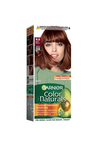 Garnier Set of 3 x Color Naturals Permanent Hair Dye 4.5 Satin Mahogany, 110 ml