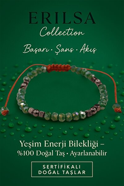 Erilsa سوار تنشيط النجاح والحظ المعتمد - حجر اليشم والتيراهيرتز الطبيعي 4 مم