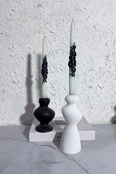 Zigzag Home Dekoratif 2 Parça Bohem Tarz Dokulu Kaya Model Şamdan Mumluk / Va...