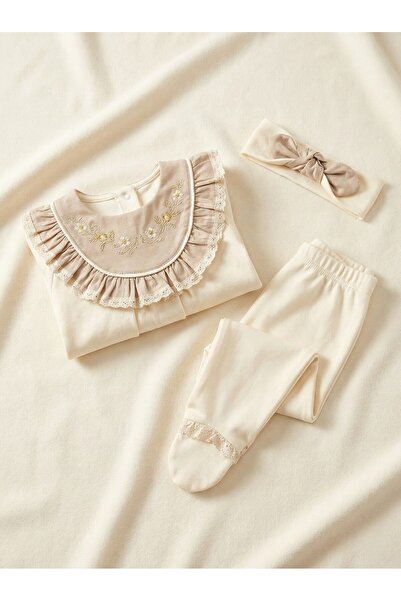 minniobaby Vintage Design Daisy Embroidered 3-Piece Premium Hospital Discharg...