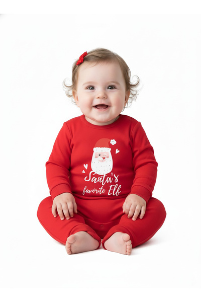 Babyqlo Santa’s Favorite Elf Red Christmas Baby Romper