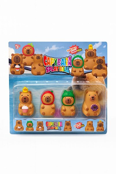 OEM Set of 4 Capybara Splat Figurines – Soft, funny and colorful toys – 30x25 cm