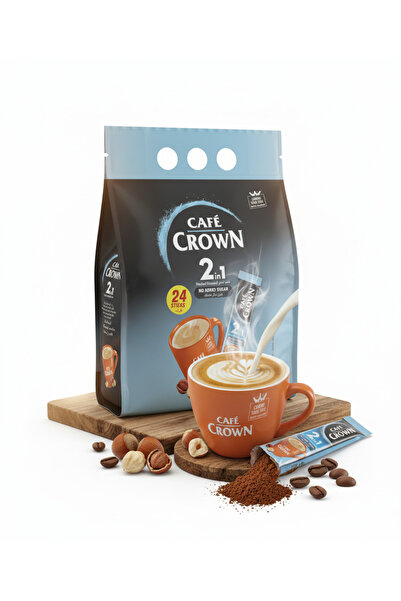 Cafe Crown Hazelnut flavored coffee with no added sugar - 24 sachets