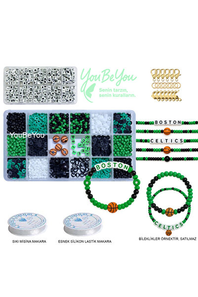 By MO Accessories Boston Fan Necklace Bracelet Making Beads Hobby Kit for Basketball Lovers 2