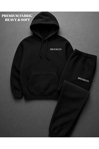 woonkey Brooklyn Printed Premium Tracksuit Set – Heavy Fabric, Soft Texture, Unisex Hoodie + Jogger