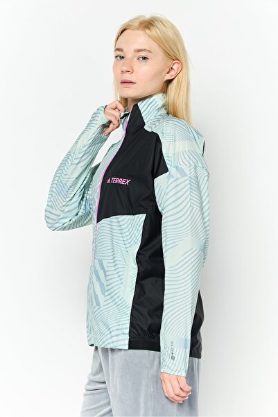 adidas Women Sportswear Fit Long Sleeve Outdoor Jacket, Sage Green/Black