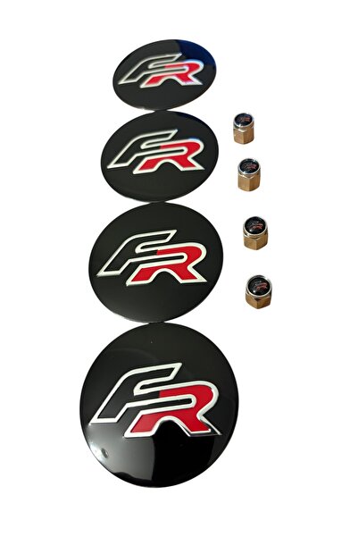 İKTUNING SEAT FR 56 MM SİYAH ALÜMİNYUM JANT GÖBEK STICKER VE SEAT FR LOGO 4 A...
