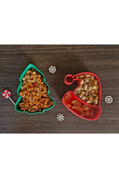 Karma Yılbaşı Konseptli Kuru Yemiş Tabağı 2'li