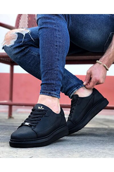 Mhoda Shoes Rlx028 Men's Casual Lace-Up Leather Sports Sneaker Shoes Cst - Black