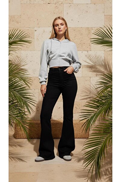 geenz manifacture Women's Black Stretch Fabric Stretchy Stretch Fabric High Waist Spanish Jeans Pants