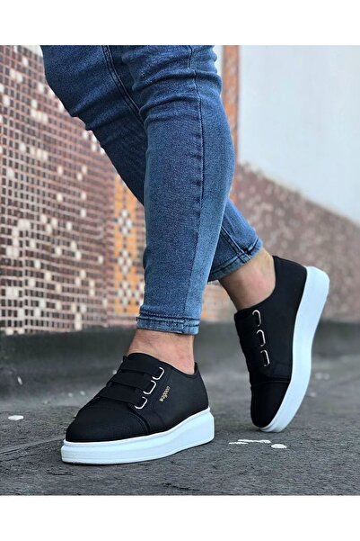 Mhoda Shoes Rlx026 Men's Casual Elastic Leather Sports Sneaker Shoes Cbt - Black