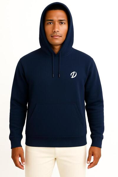Bahriyeli Collection Hooded Letter D Pocket Printed Unisex Sweatshirt