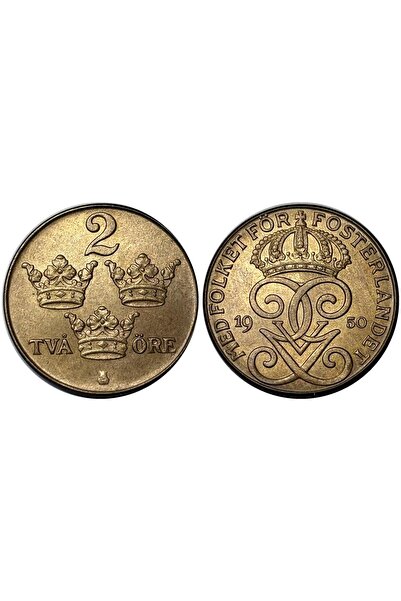 emir koleksiyon coin & paper collection İsveç 1950 Yılı 2 Öre Çil ( UNC ) Kol...