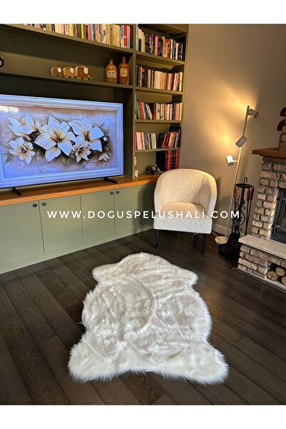 Doğuş Peluş Halı A Post Beyaz Yumuşak Dokulu Peluş Halı Tek Kafa Post