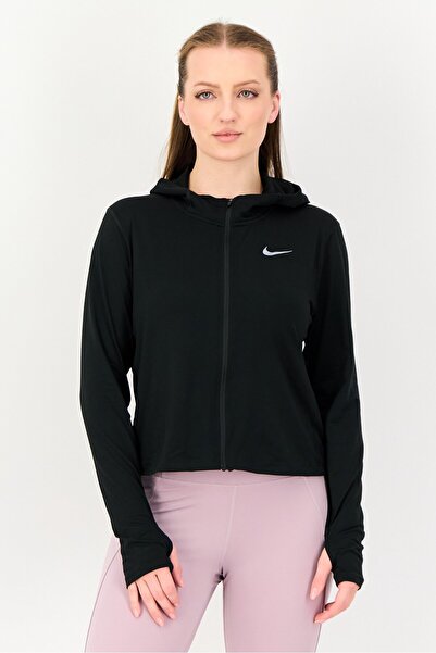 Nike Women Standard Fit Long Sleeve Running Hoodie, Black