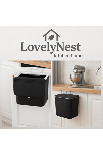 LovelyNest 15 Lt Mutfak Tezgah Üstü Ve Dolap Askılı Çöp Kovası