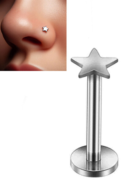 Cadının Dükkanı Yıldız Model 316L Cerrahi Çelik Tragus,Helix,Burun,Labret Pie...