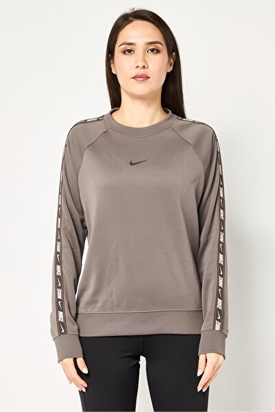 Nike Women Sportswear Fit Long Sleeve Training Sweatshirts, Dark Taupe