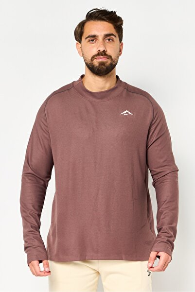 Nike Men Dri-Fit Long Sleeve Running T-Shirt, Chocolate Brown