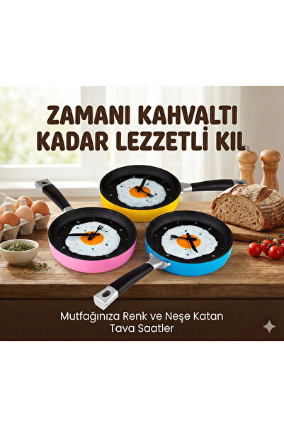 CALIBURN Eğlenceli Tava Saat - Sahanda Yumurta Tasarımlı Mutfak Duvar Saati (...
