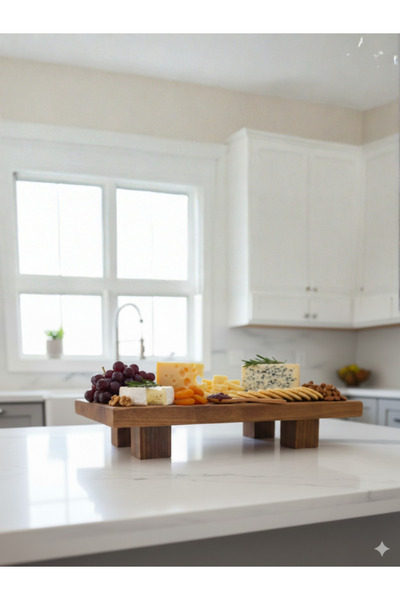 Ahşap Pazarı Ahşap Servis Standı (Peynir & Sunum Tahtası) | Mutfak Tezgah Üst...