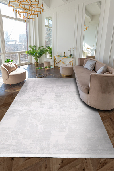 Halispecial Mersia Luxe Ekru Akrilik Halı – Salon ve Oturma Odası, Robot Süpü...