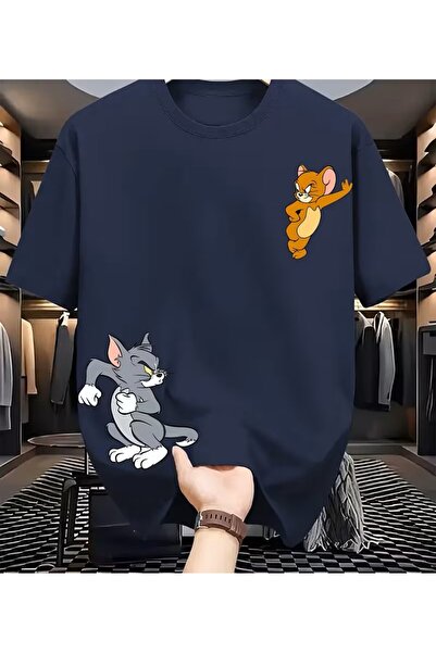 oneagılyazı تي شيرت توم وجيري كارتون مطبوع