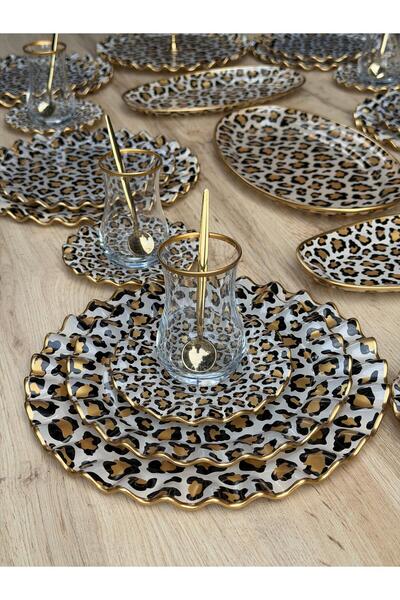 Hediye Köşkü Leoparlı 44 Parça Kahvaltı Takımı & Çay Seti