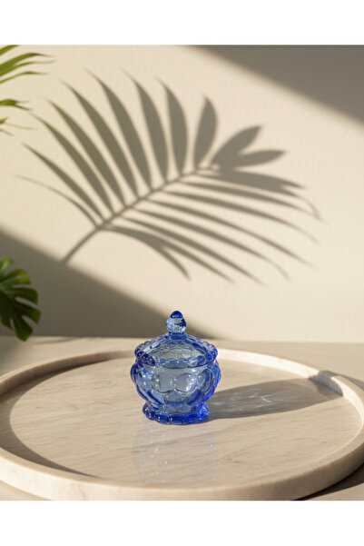 zarifcam Kapaklı Petek Desenli Cam Şekerlik Lokumluk Takılık Çok Amaçlı Dekoratif Kutu