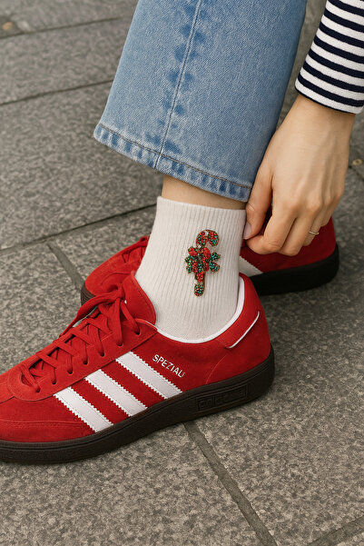 Teo Yılbaşı baston şeker figürlü mine kaplama broş