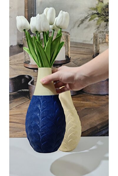 END Design Decorative Vase with Knitted Pattern – 2 Colors, 20cm High Modern Design