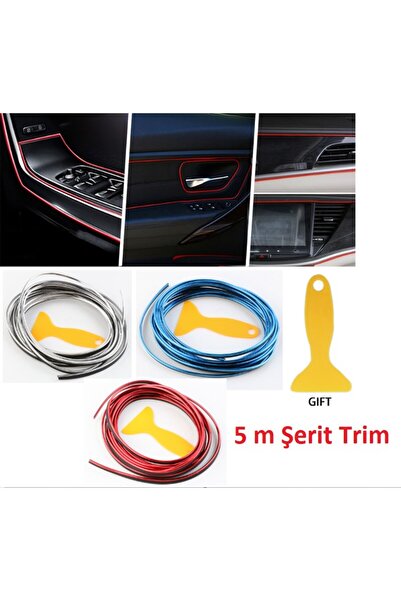 Go İthalat Araba İçi Dekorasyon Şeridi 5 Metre Trim Şerit Oto İç Aksesuar Tor...
